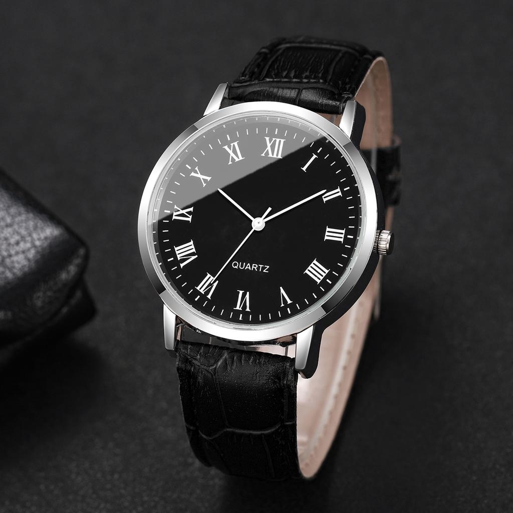 4pcs/set Men's Watch Fashion Casual Arabic Numerals Roman Scale Dial Classic Business Trend Quartz Watch Combination Set No Box