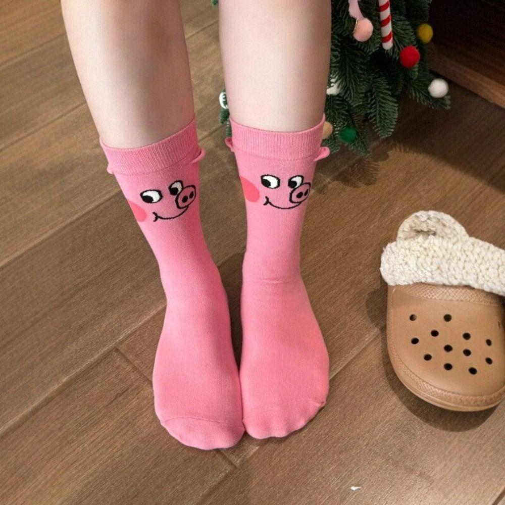 Cotton Funny Socks Harajuku Street Mid Tube Socks New Cartoon Pig Socks