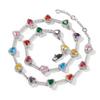 Luxury Heart-shaped Cz Chain With Candy Color Brass Lovely Colored Necklace For Wedding Parties And Gifts