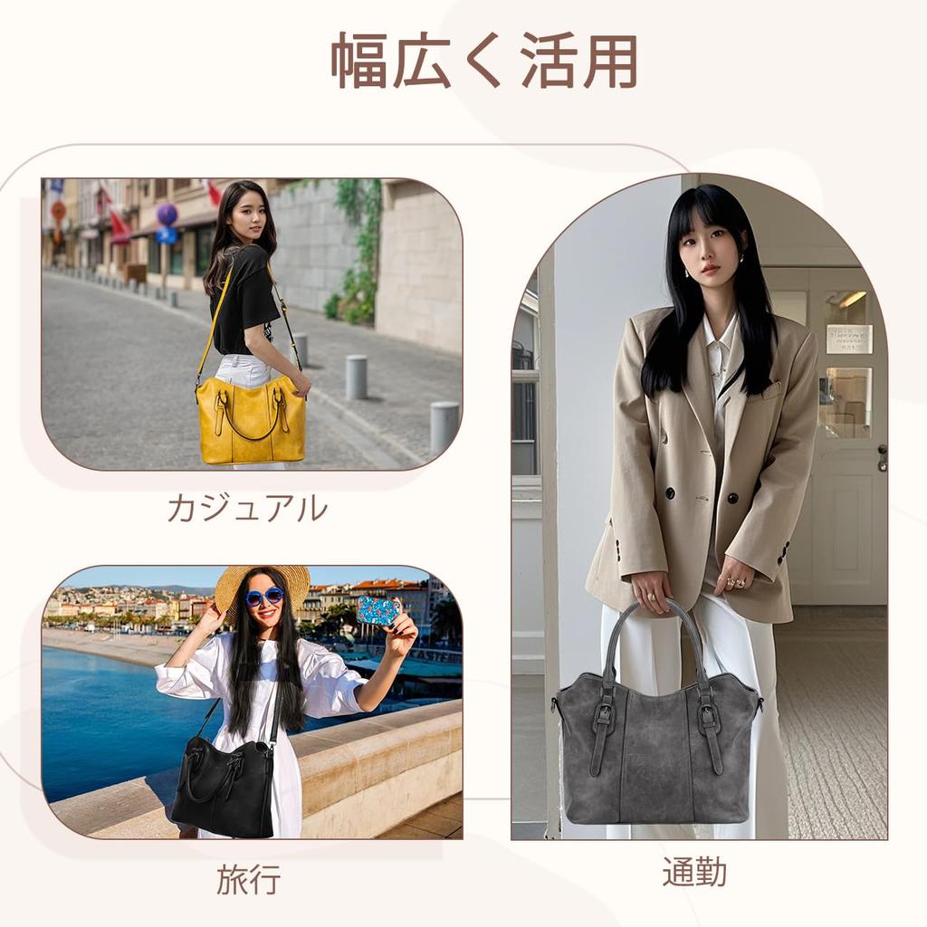 VASCHY Tote Bag for Large Capacity Shoulder Business PU A4 Detachable Zippered Shoulder Perfect for and Casual Yellow Women, Bag, Bag, Handbag,