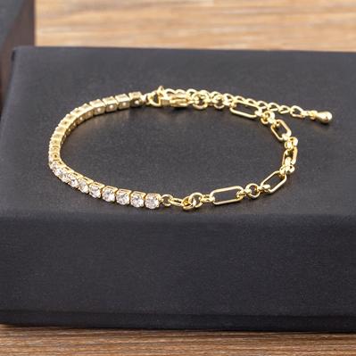 Nidin Classic 5 Colors Bracelets Fashion Paperclip Link Chain Light Luxury Zircon Charm Bangle Women Jewelry Party Fine Gift
