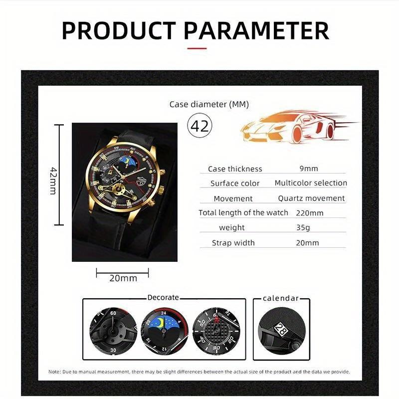 DEYROS Fashion Mens Sports Wristwatches Luxury Leather Quartz Calendar Watches For Men Business Casual Watches Reloj Hombre