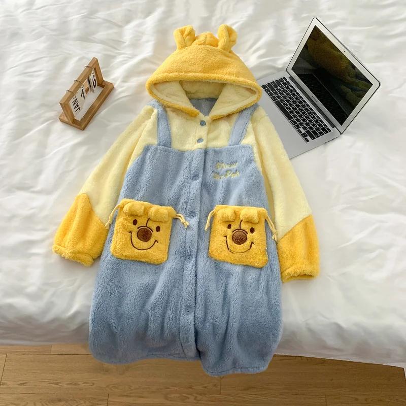 

Pajamas Winter Cotton Plush Hooded Suit New 2-piece Women s Home Wear Trouser Suit S