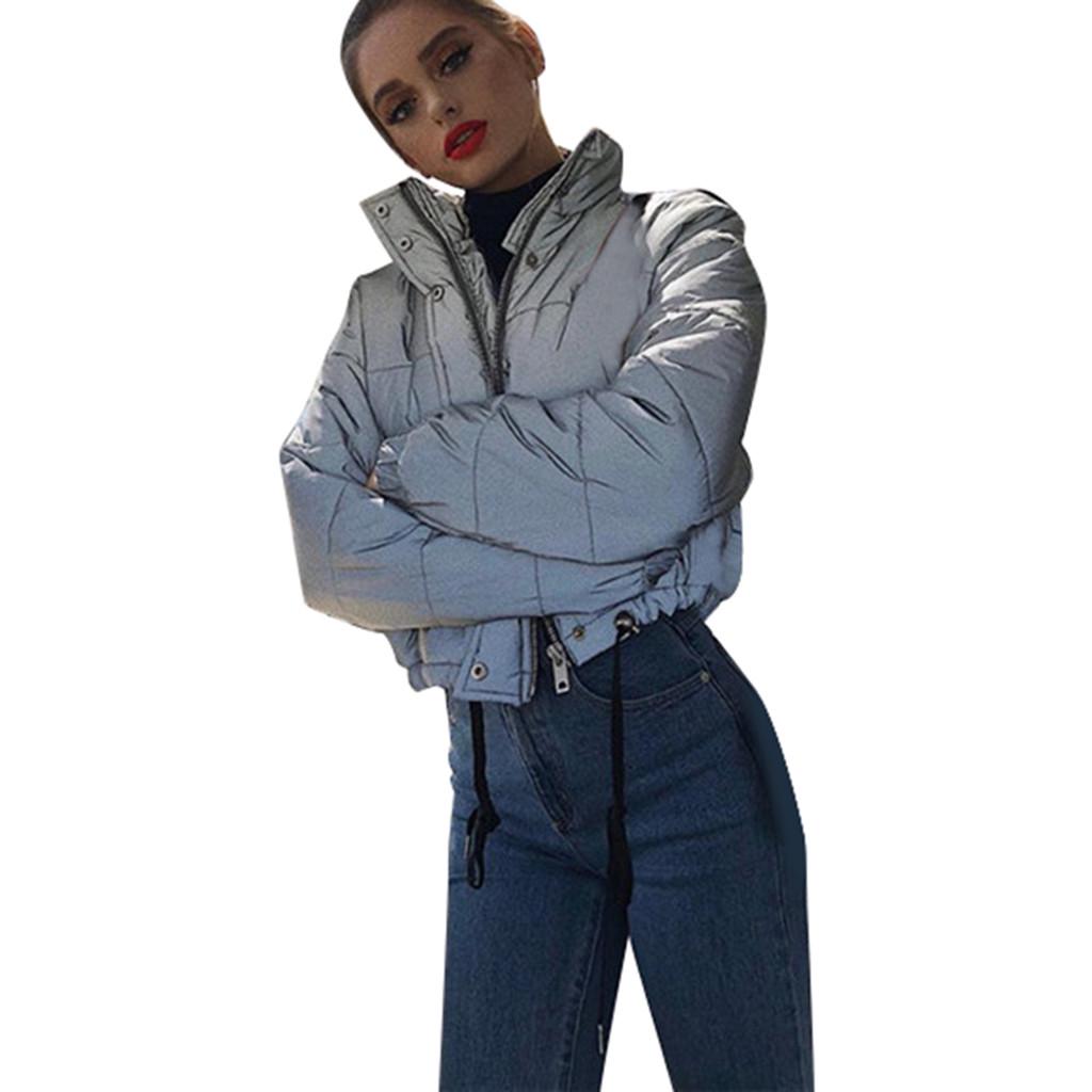 Winter Fashion Reflective Short Keep Warm Women Casual Coat Top Ladies Jackets