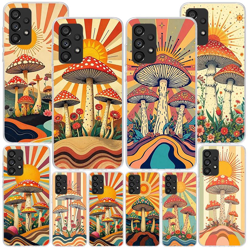 Boho Hippy Mushroom Sunrise Phone Case For Samsung Galaxy A52 A32 A22 A12 A51 A31 A50S A30S A20S A10S Note 20 Ultra 10 Plus S10