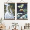 Magnetic Teak Wood Scroll Frame for Hanging Posters and Paintings with Magnetic Pins for Quick Display Changes