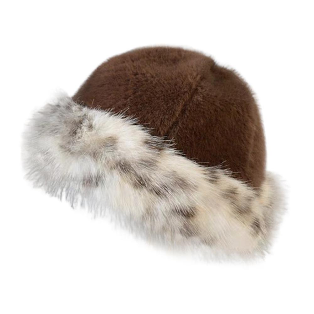 Windproof Plush Fisherman Hat Keep Warm Ear Protection Cap Fashion Faux Fur Bucket Hat  Winter