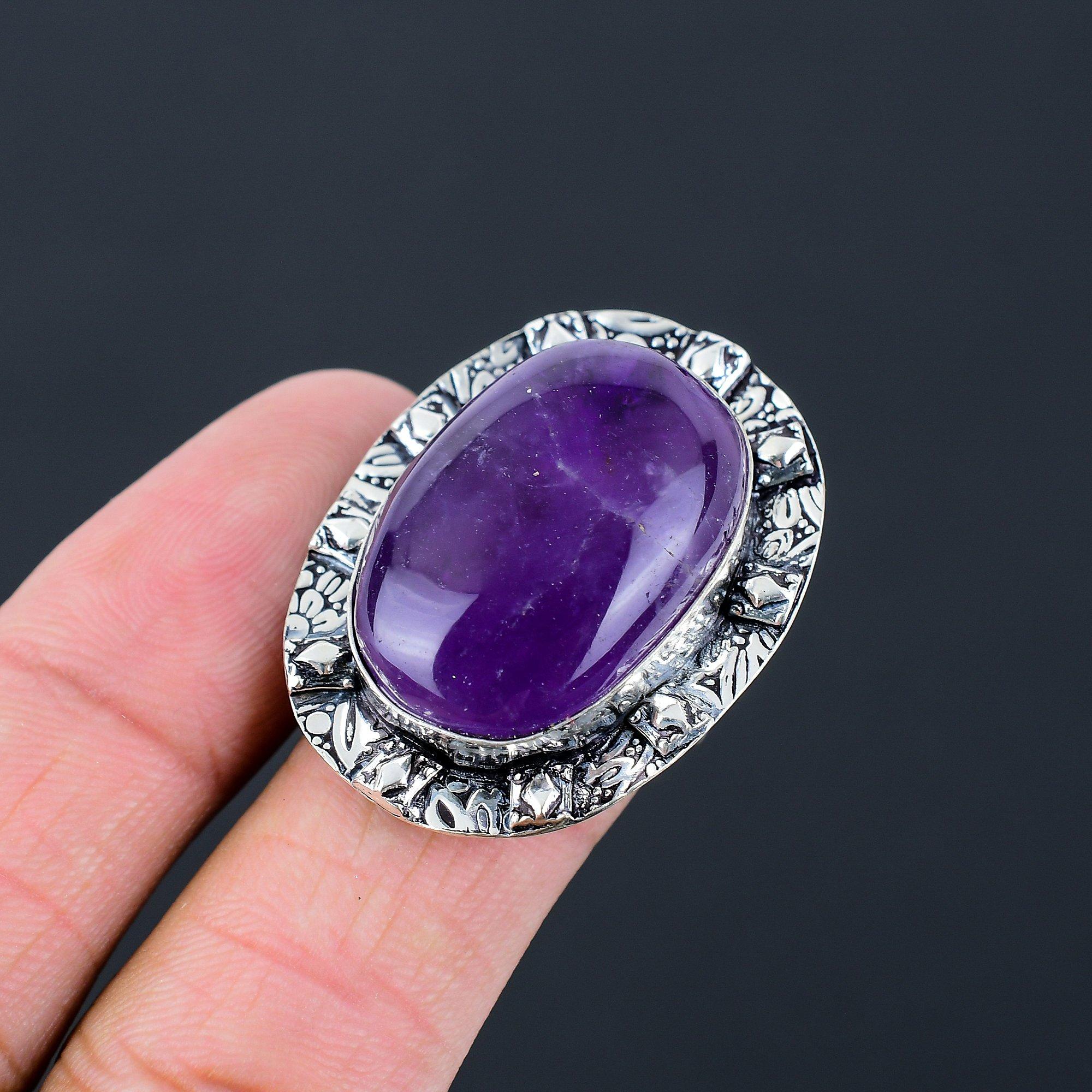 Натуральный Звездчатый Аметист Камень 925 Пробы Кольцо-Кольцо Размер 9 Для Девочек 9