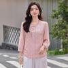 Elegante Blusa in Chiffon Ricamata in Stile Cinese
