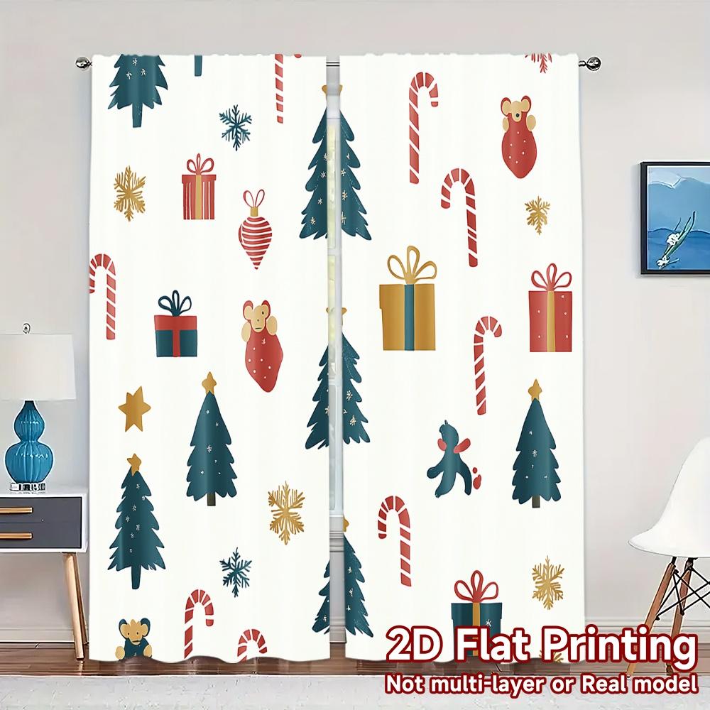 

2pcs,Curtains Christmas Trees Gift Snowflakes Popular Popular Curtain Versatile Durable Polyester Curtains Holiday Suitable for 52.50×116.00 CM 2pcs