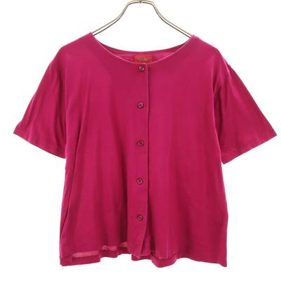 90s Made In Japan Old Short Sleeve Blouse M Magenta Pink Women Used