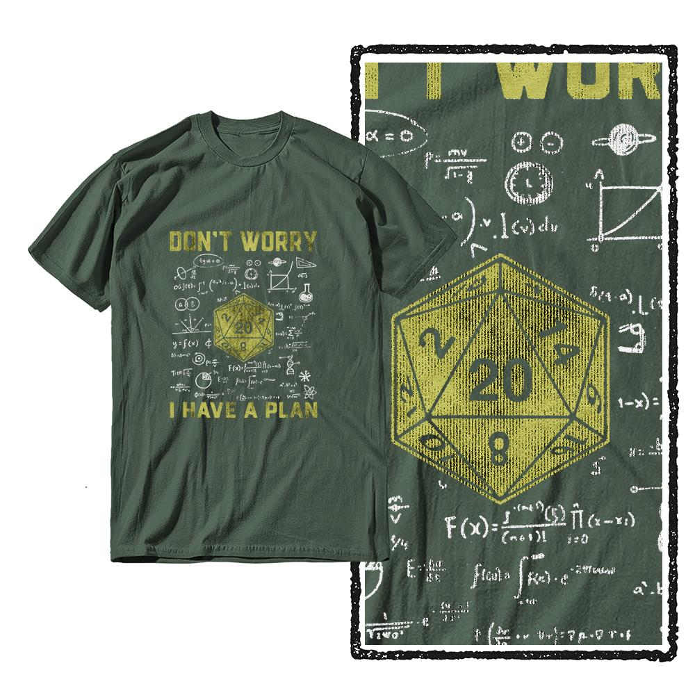 Neuartiges Dungeon Dragon T-Shirt mit grafischer Streetwear, kurzärmelig, „I Have A Plan“, D20, Würfel, Rollenspiel, DnD-T-Shirt für Männer