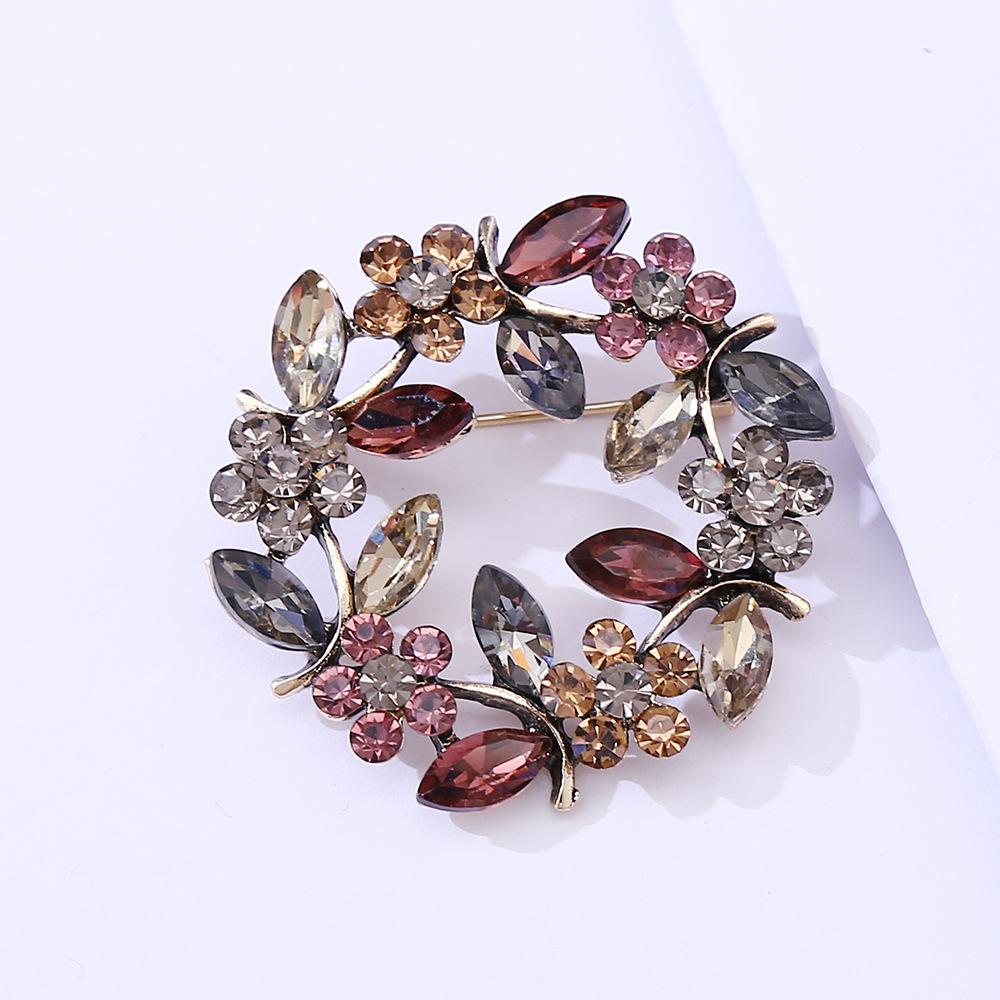 Wreath Crystal Brooch Korean Crystal Diamond Olive Branch Breast Wreath Clothing Accessories 2026