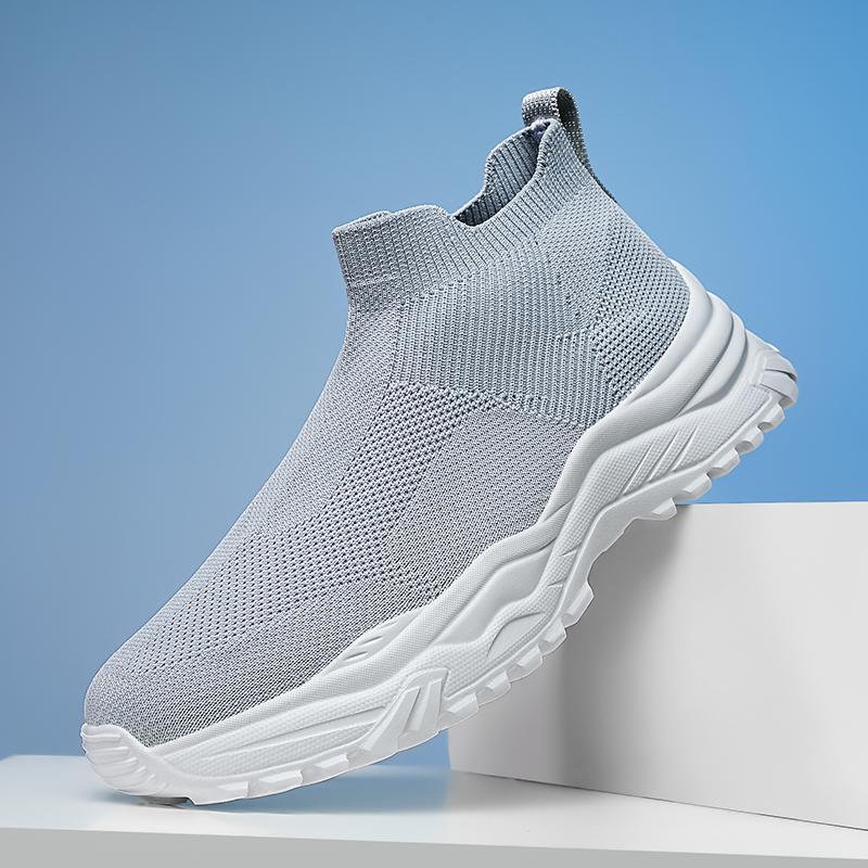 

New fly-woven socks shoes breathable and lightweight one-pedal mesh shoes men s casual sports shoes 48