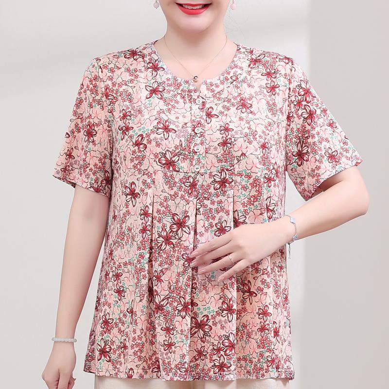 Plus Size Elegant Women's Blouses Summer Oversize Tops Woman Casual Short Sleeve Shirts