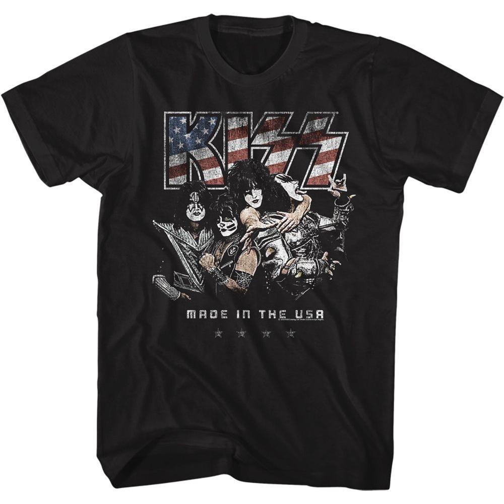 

Футболка унисекс Kiss Made In The USA Черная с принтом Рок-н-ролл Музыкальная группа L