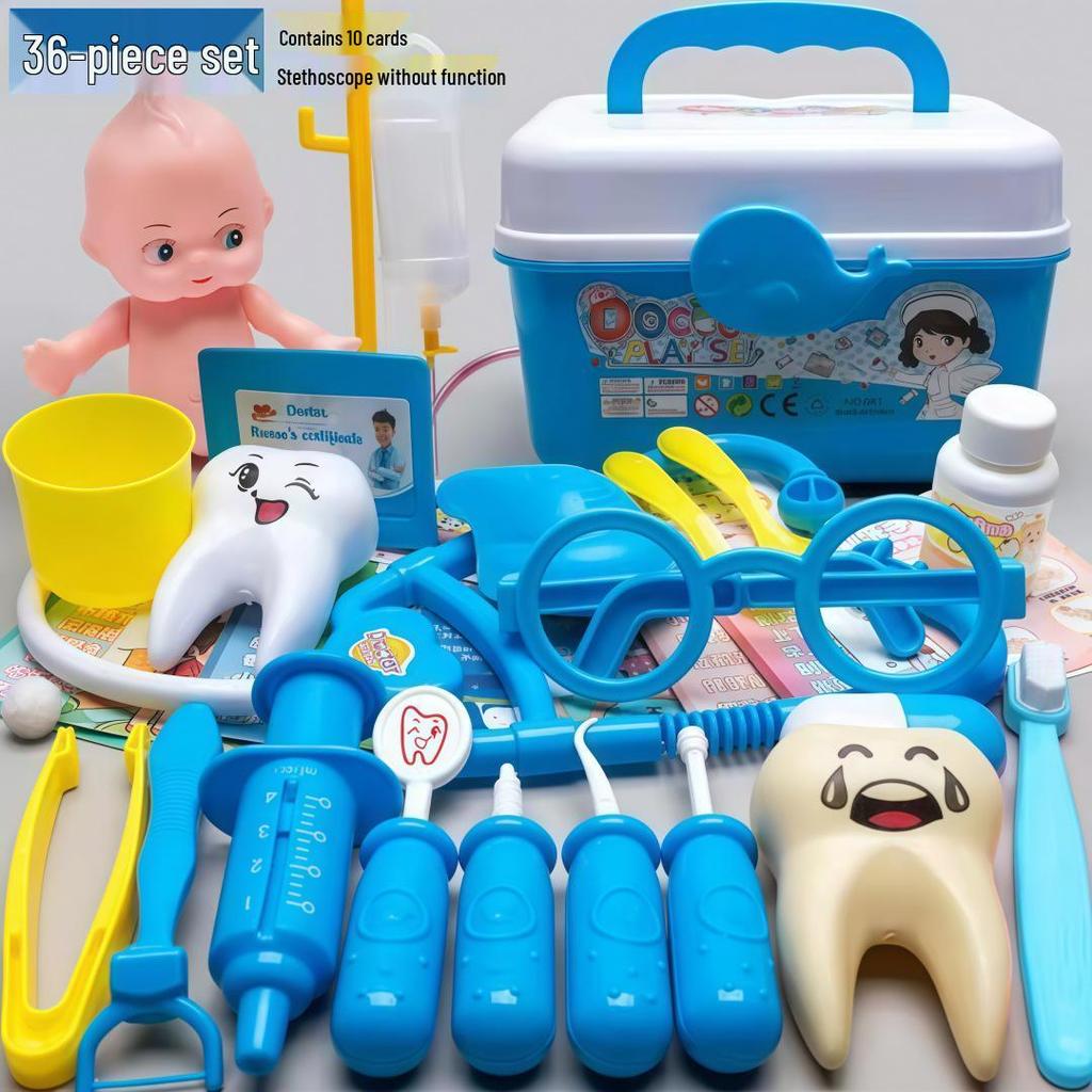 Kids' Doctor Nurse Playset: Stethoscope, Syringe, Toothbrush for Parent-Child Interaction & Learning