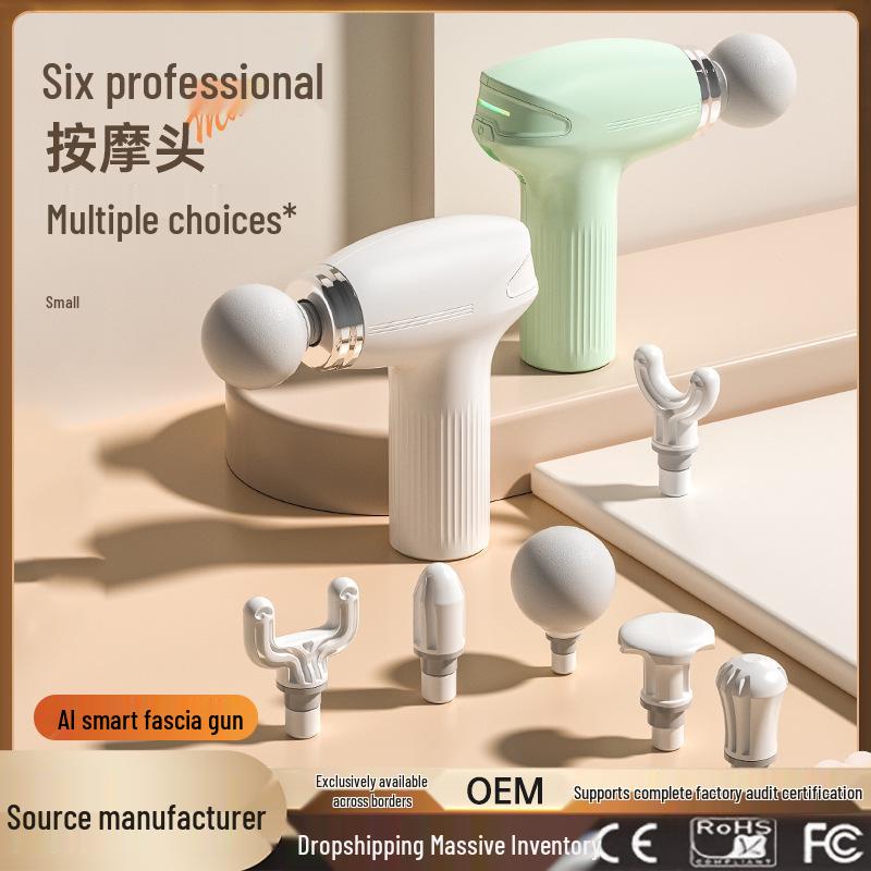 Перезаряжаемый мини-массажер для фасций - Высокочастотный вибрационный массажер для домашнего использования M1 Fascia Gun - Ivory White