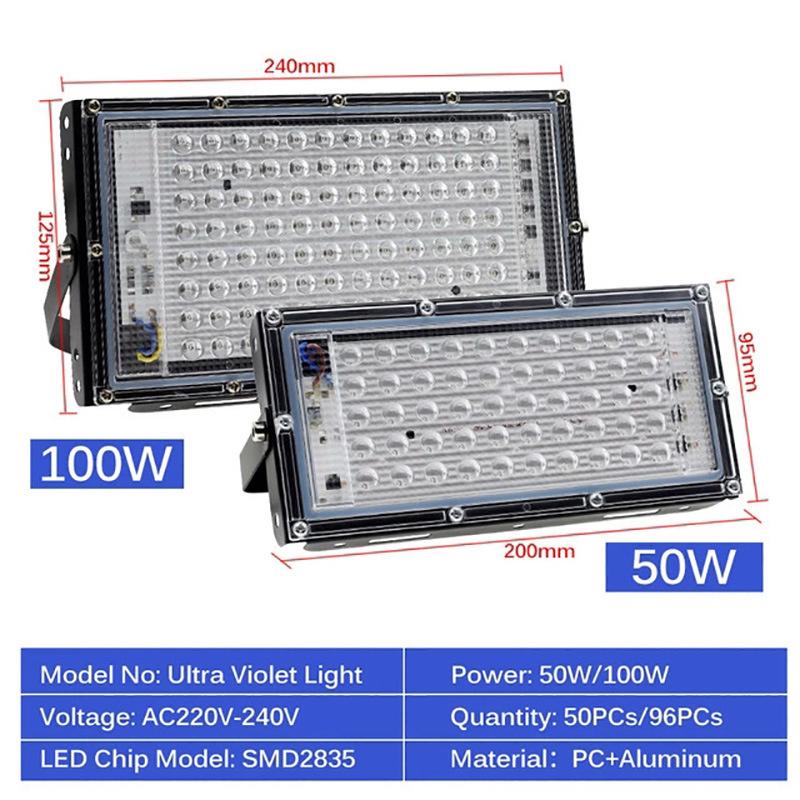 100W 50W LED UV Flomlys Scene Blacklight Ultrafiolett Lampe Flomeffektlys for Halloween Jul Dans DJ Diskotek Fest Bar 220V