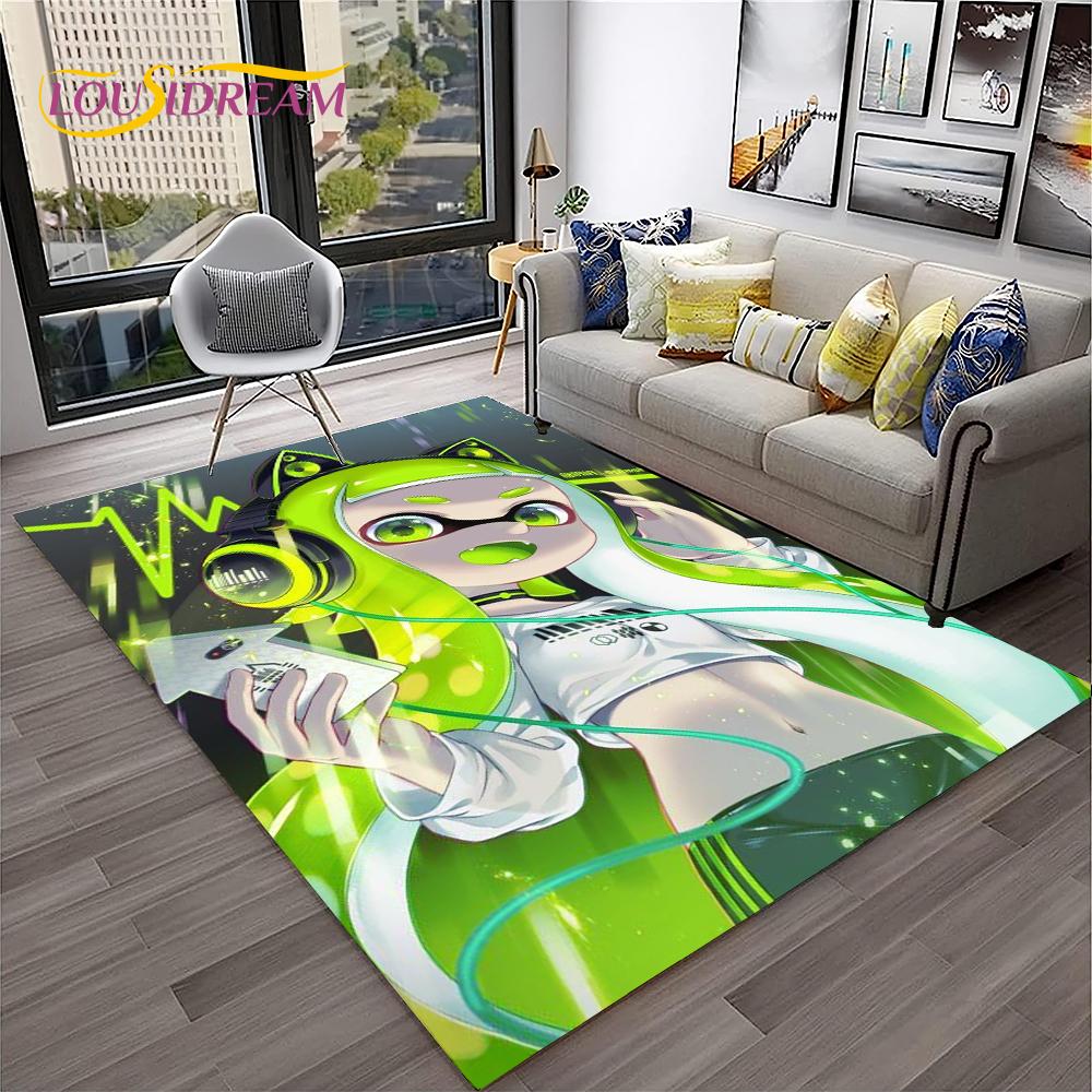 Cartoon PC Gamer 3D Games Splatoon Carpet Rug for Home Living Room Bedroom Sofa Doormat Decor,kids Area Rug Non-slip Floor Mat