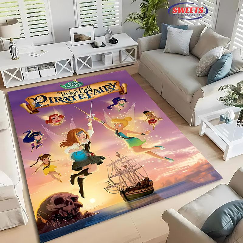1PC Cute Princess Tinker Bell Cartoon Carpet for Bed Bedroom Sofa Picnic, Children's Room Large Decorative Mat All Seasons Rug
