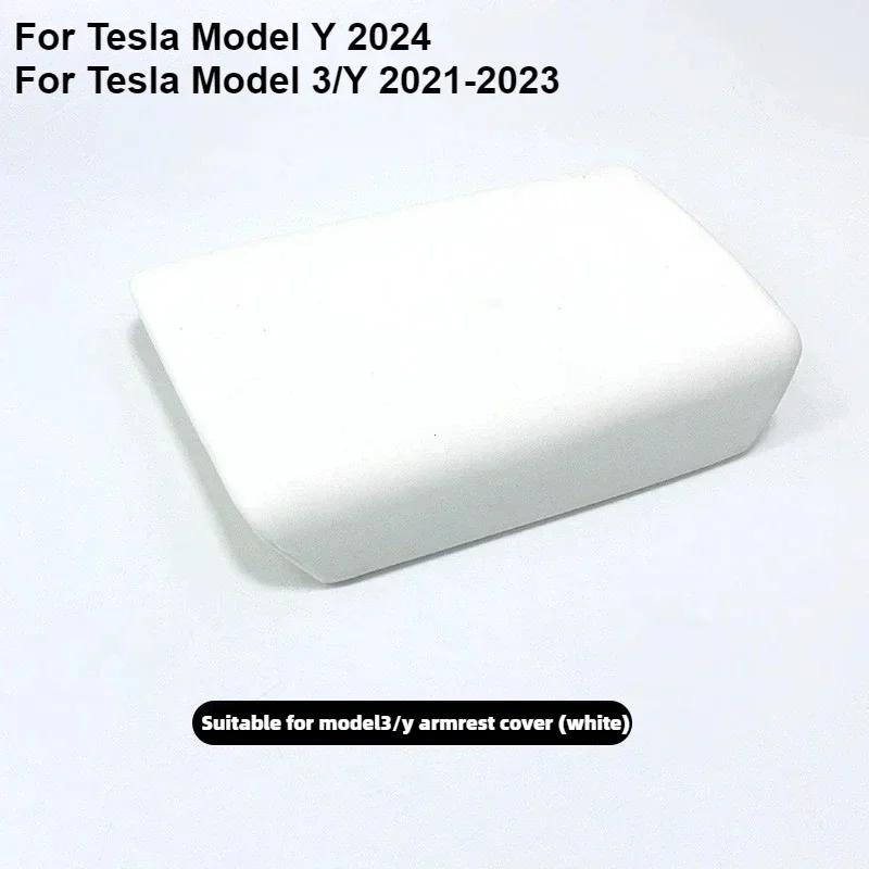 For Tesla Model 3 Y 2024 2024 Accessories Armrest Protector Box Cover White Soft TPE Center Console Panel Pad Model3 Highland