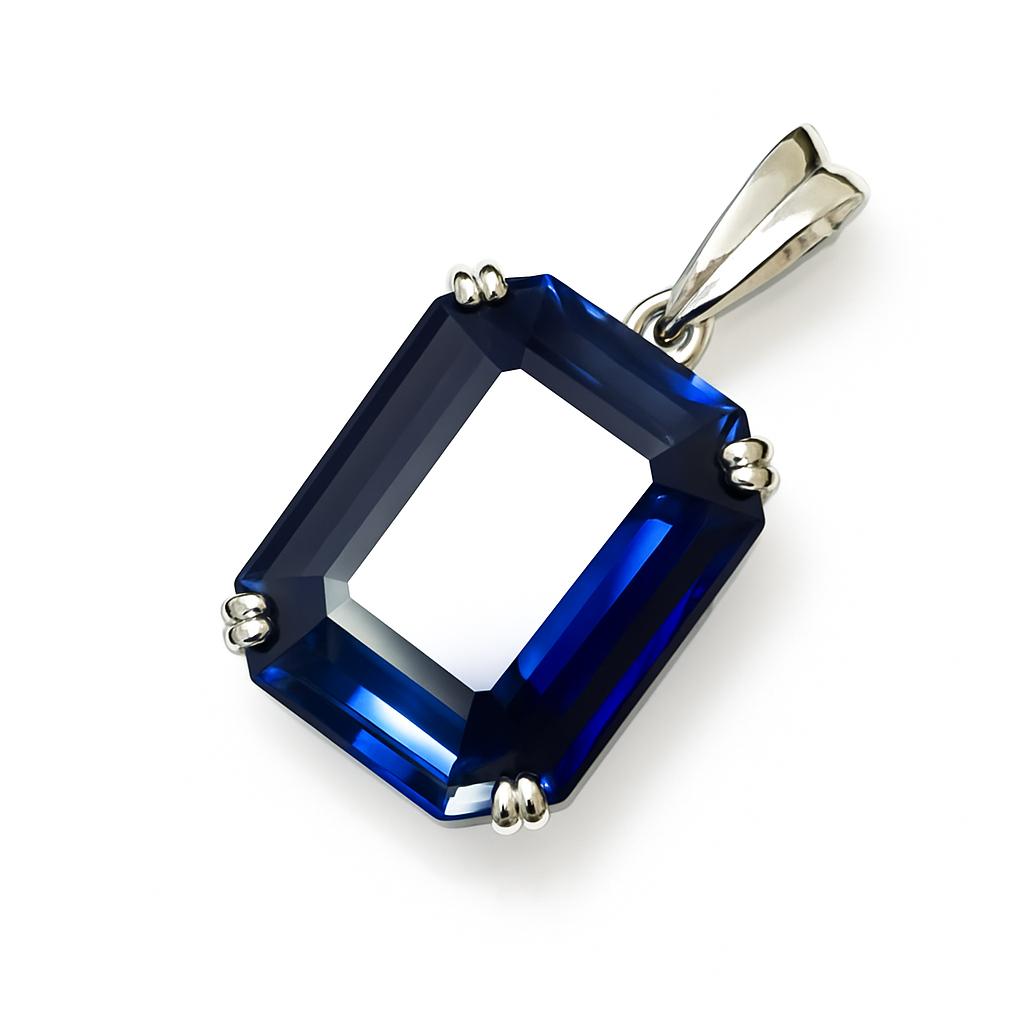 28 Ct Natural Ceylon Blue Sapphire Emerald 925 Sterling Silver Pendant Certified