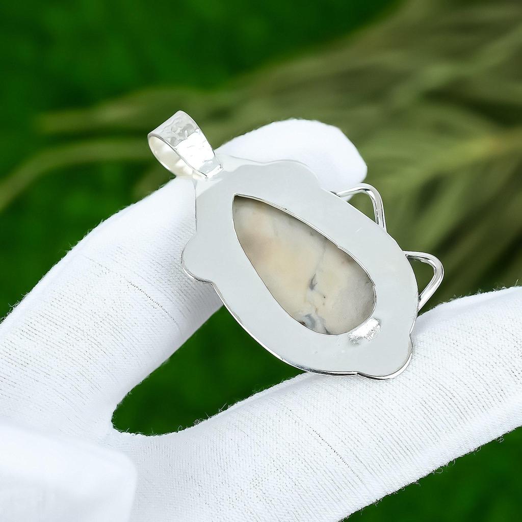 Sisters Day Deal 925 Sterling Silver Porcelain Jasper Stone Handcrafted Pendant