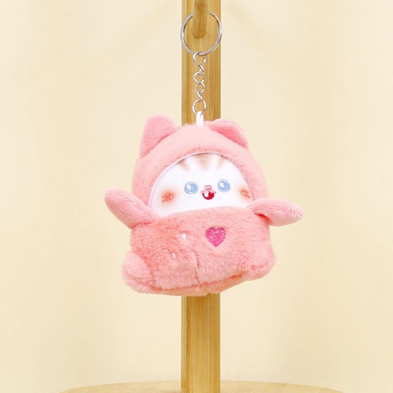 Entzückender Plüschkatzen-Schlüsselanhänger Niedliches Weichspielzeug für Mädchen Taschen und Schlüsselanhänger