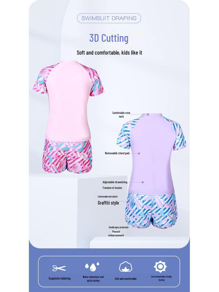 „Übergröße Schnelltrocknender Mädchen-Badeanzug-Set“
