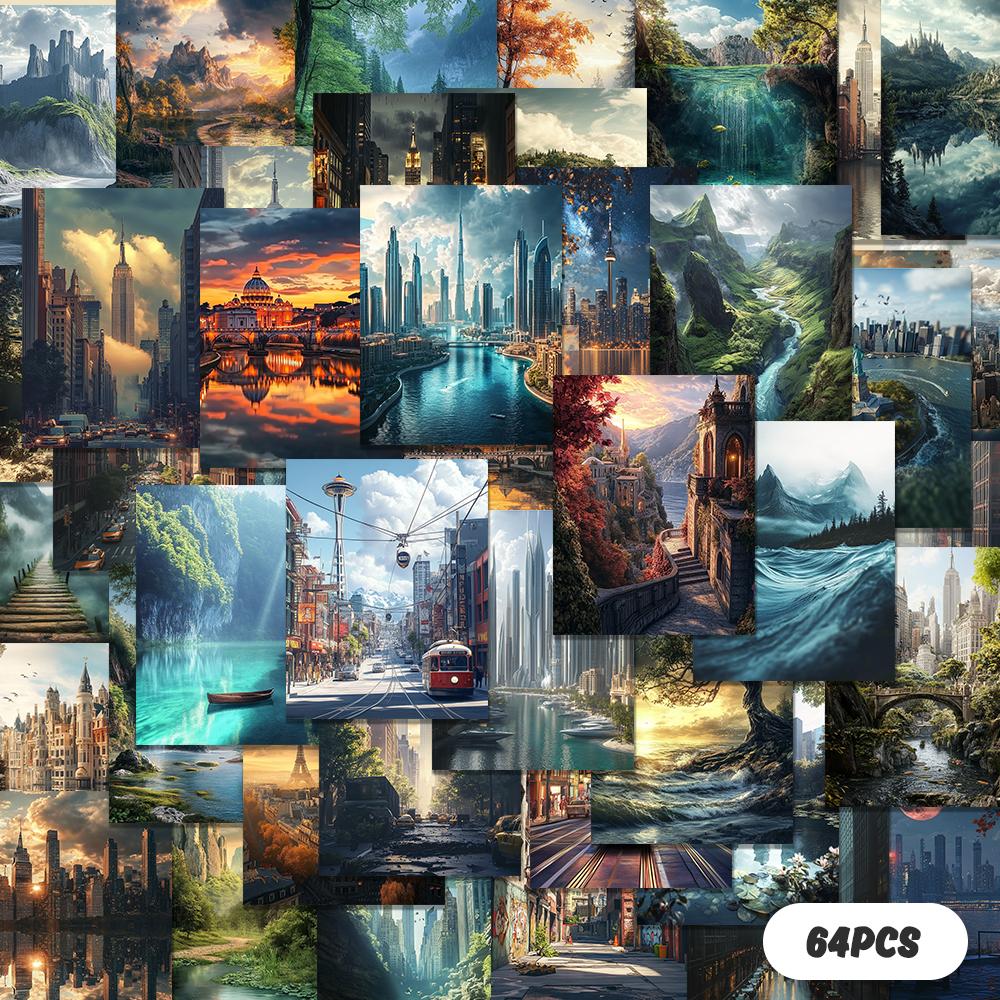 

64pcs, Painted Art Creative Stickers, Stamp Stickers, DIY Scrapbooking, Books, Laptop, Mobile Phone, Holiday Gift or Reward Gift