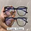 Große quadratische Myopiebrille für Männer und Frauen, modische Luxusbrille mit klaren Gläsern, Anti-Blaulicht-Brille, klassische Kurzsichtigkeitsbrille mit Dioptrien