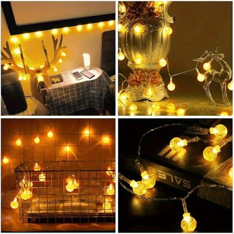 Led Crystal Globe Lights USB/Battery Operated Led Ball String Lights Waterproof Festoon Fairy Light for Garden Christmas Decor