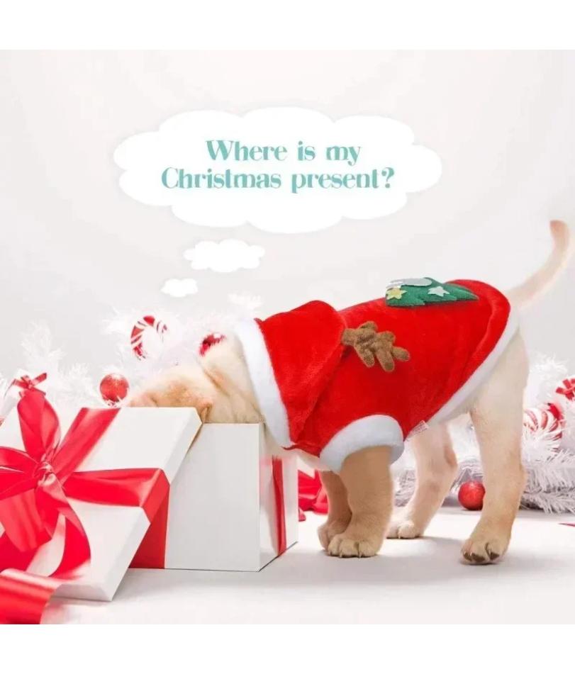 Christmas Pet Santa Costume Warm Flannel Hooded Jacket Winter Clothing For Small Dogs Cats Chihuahua Yorkshire Terrier Apparel