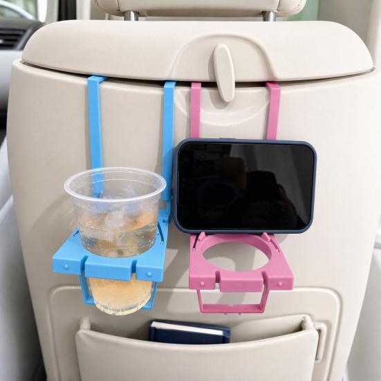 3D Printed Car Cup Holder for Back Seat, Foldable Phone Stand Tray, Hanging Drink Caddy for SUV Truck, Airline Accessory
