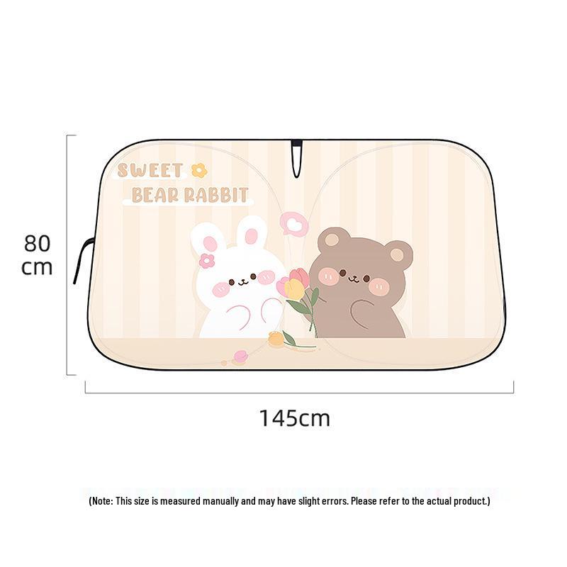 2026 Cute Cartoon Car Sunshade - Front Windshield Heat Insulation & Sun Protection