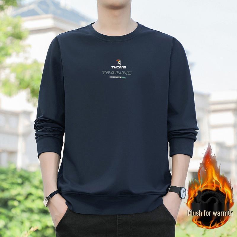Men's Woodpecker Casual Long-Sleeve T-Shirt, 2025 Spring/Autumn, Plus Size Loose Fit, Round Neck Handsome Sweatshirt.