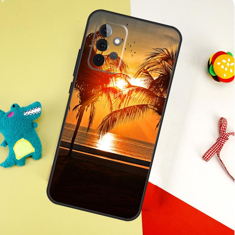 Summer Beach Sunset Palm Tree For Samsung Galaxy A22 A32 A52 A54 A34 A14 A55 A35 A15 A53 A33 A13 A05 A06 A16 Phone Case