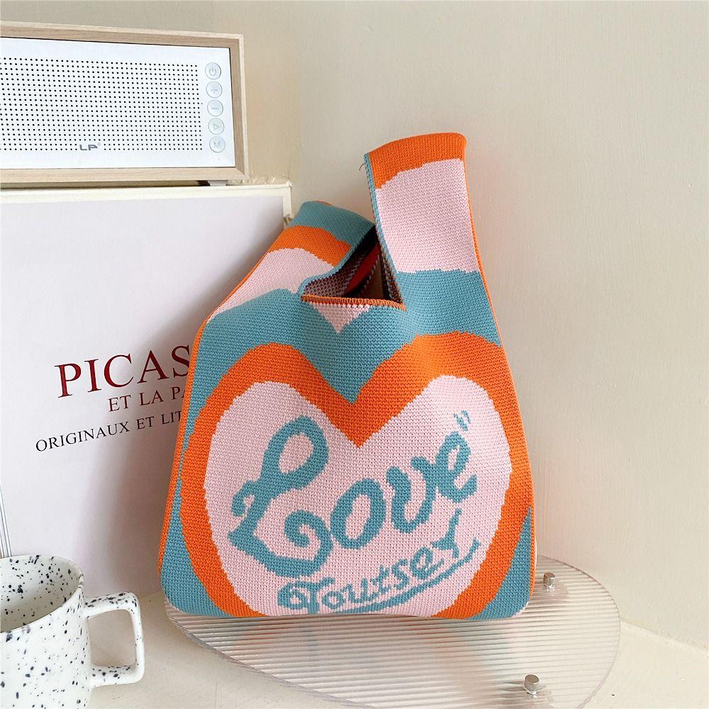 Mini Karo Strick Handtasche Nischen Design Damen Mädchen Tragetasche Handgeknüpft Knoten Handgelenk Tasche Lässig Farbe Umhängetasche Einkaufstaschen