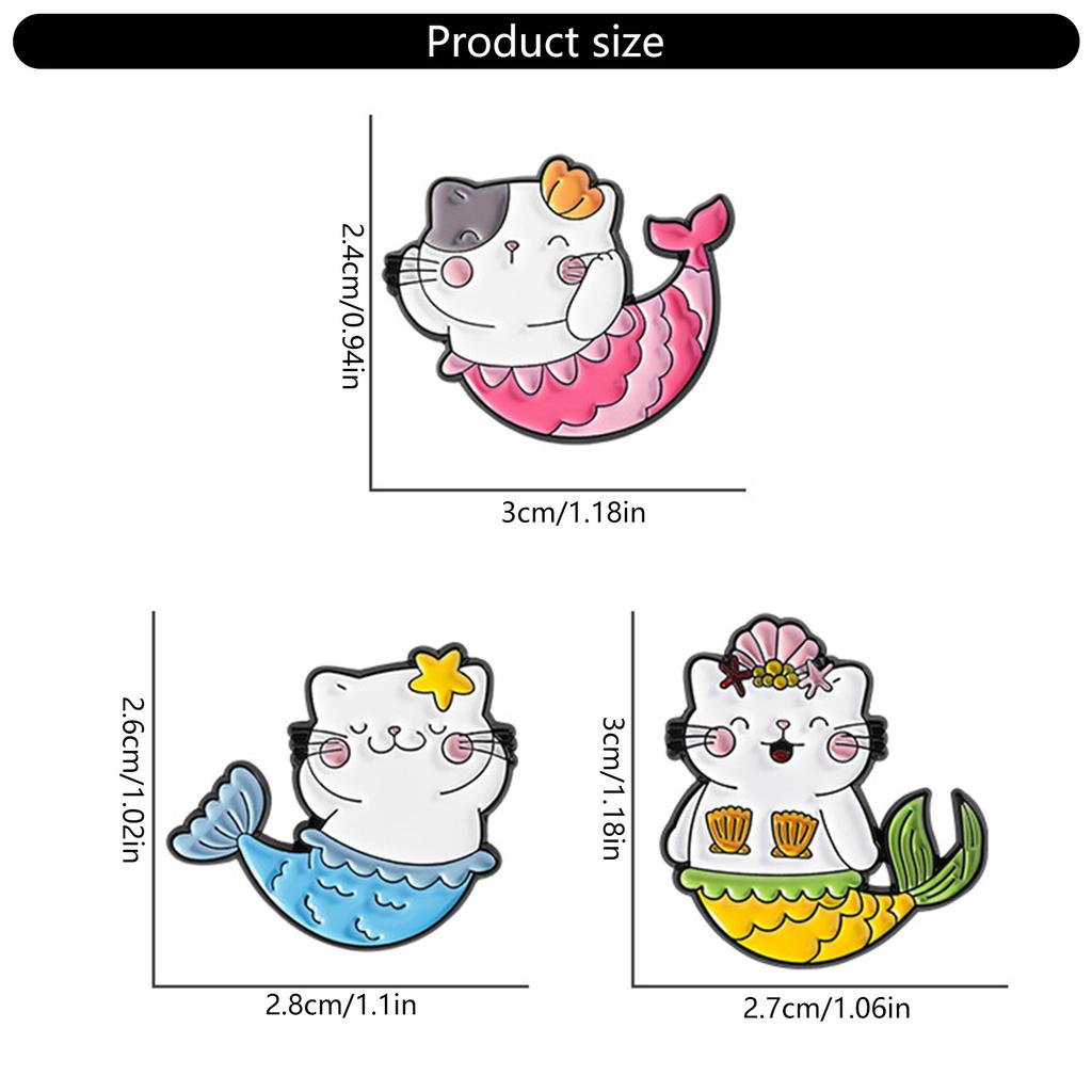 Adorable Mermaids Cats Brooch With Vibranting Color Sturdy Pin Designs Unisex Fashion Accessory For Daily Use Event