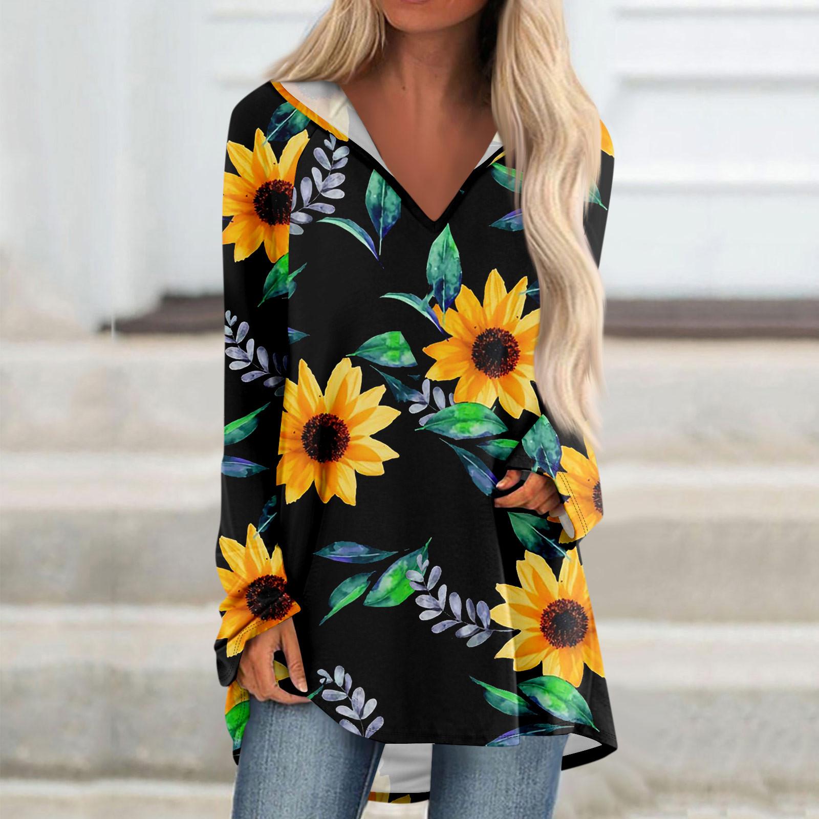 Женские свободные топы с V-образным вырезом и капюшоном с длинными рукавами — фото 7