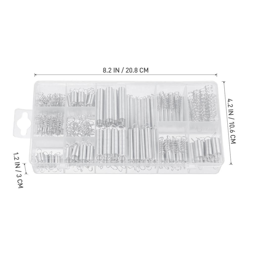 200Pcs Spring Assortment Spiral Galvanized Extension Springs for Automotive Appliances Electronics Tools Replacement Parts