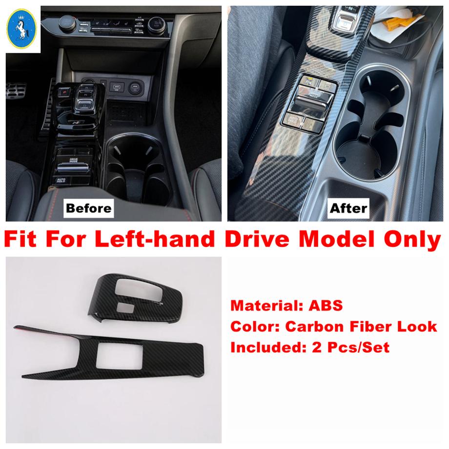 

For Hyundai Sonata DN8 Carbon Fiber Car Gear Shift Box Water Cup Holder Panel Cover Trim Sticker Accessories Model A