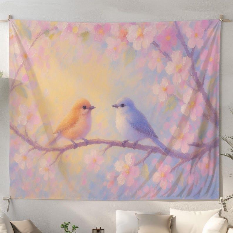 Pastel bird pattern tapestry 75x100 чёрный