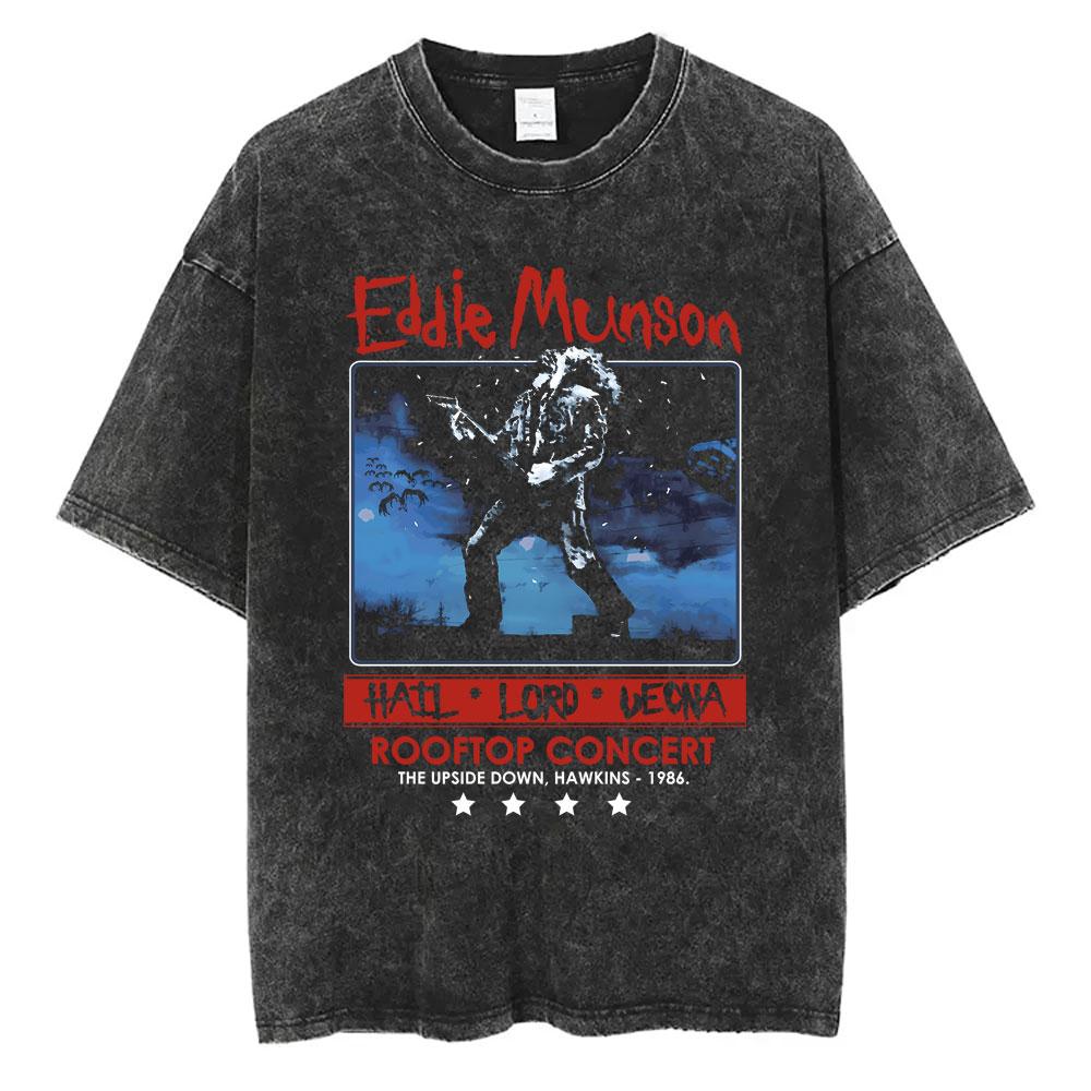 

New Arrival Mens Clothes Tee Shirt Homme Graphic TShirts Men Eddie Munson Washed The Demogorgon Cannibal Flower Monster M