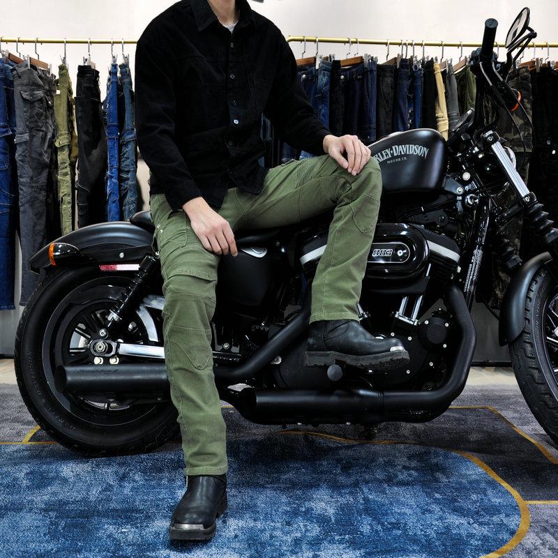 VOLERO Unisexowe Wodoodporne Spodnie Motocyklowe w Kolorze Wojskowej Zieleni z Wieloma Kieszeniami Odzież Robocza i Ochrona przed Upadkiem