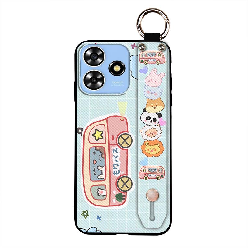 Dirt-resistant Wristband Phone Case For ZTE Blade A73 4G/V50 Smart Anti-knock Cartoon Wrist Strap Phone Holder Soft Case