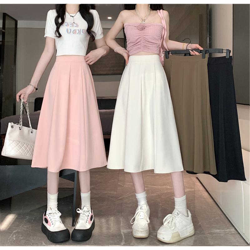 Plus Size Women s High-Waisted Pleated A-line Skirt - Spring/Summer Korean Style Plus Size 4XL