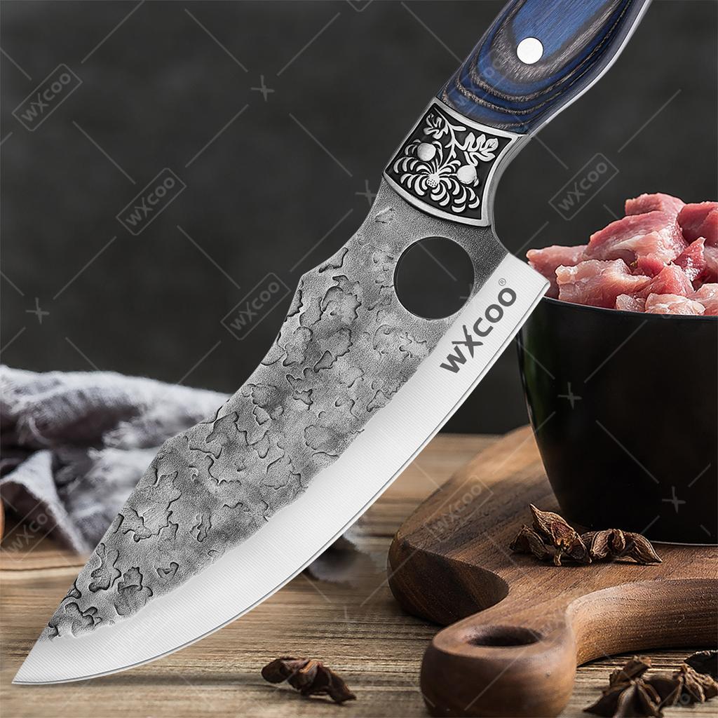 Multifunctional Butcher Knife with Sheath Kitchen Boning Knife Meat Cleaver BBQ Cutter Stainless Steel Hand-forged Chef Knife