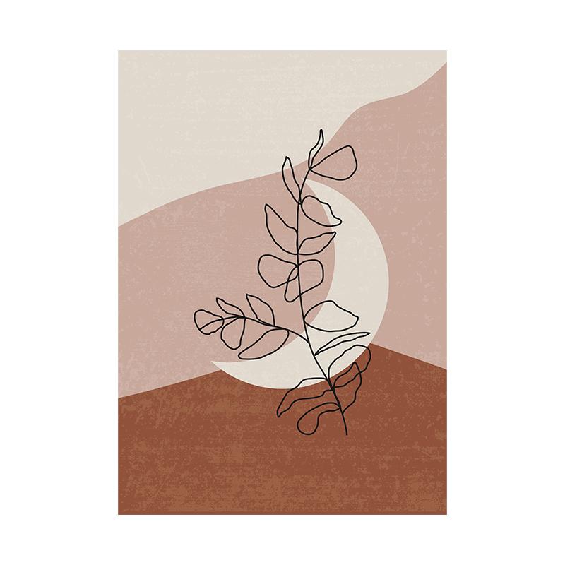 Nordic Bohemian Canvas Painting Vintage Minimalist Line Leaf Wall Art Geometric Prints For Modern Living Room Home Decor Unframed